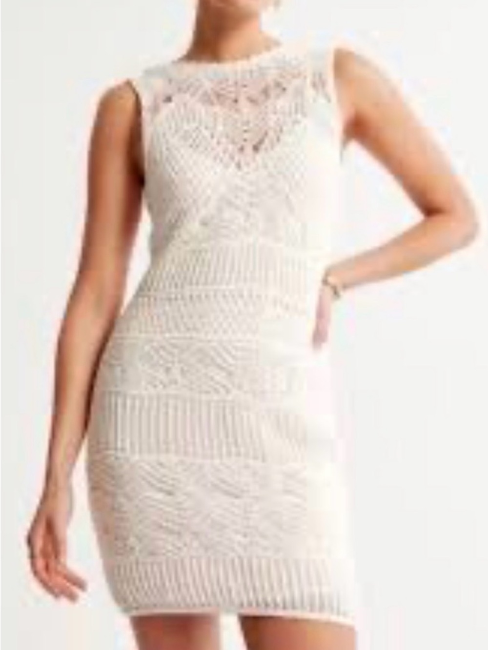 Abercrombie & Fitch Cream Sleeveless Knit Mini Dress